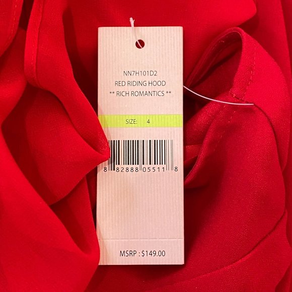 Nanette Lepore Red Riding Hood Chiffon Dress with Pockets 4 - Picture 9 of 9